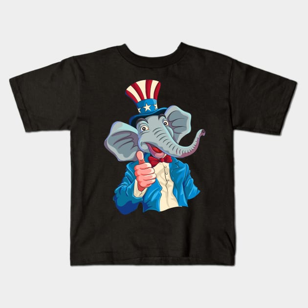 Republican Elephant Kids T-Shirt by Peter Awax